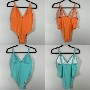 Bundle 2 One Piece Bathing Suits Swim Suits Cheeky High Cut Bottom Size Small